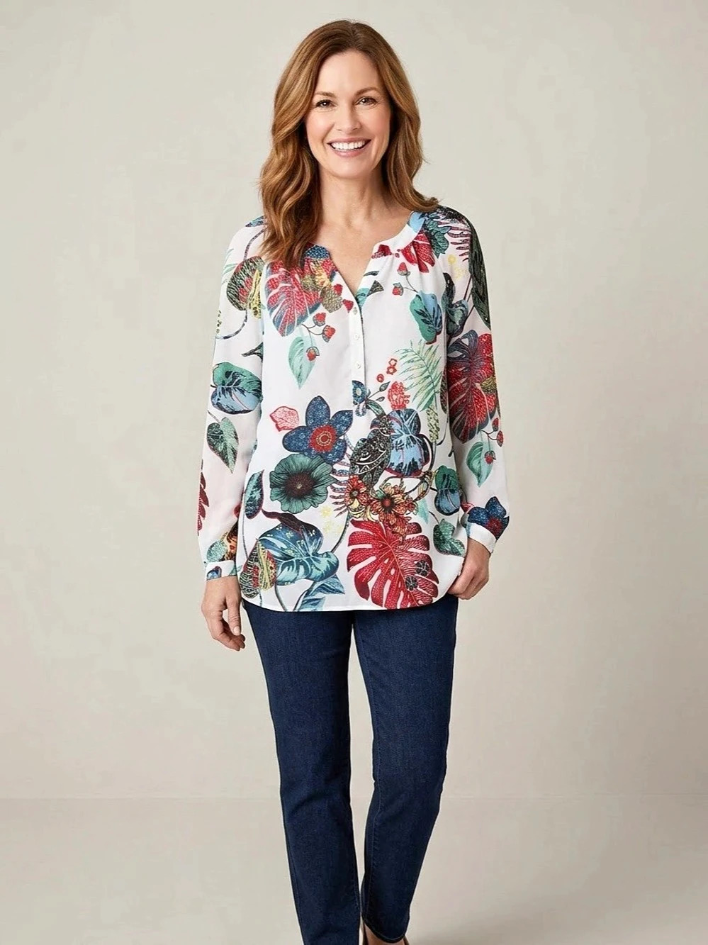 John Mark Floral Blouse in White & Red PTP is 23